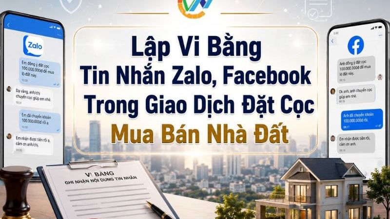 Lập vi bằng tin nhắn Zalo, Facebook trong giao dịch đặt cọc mua bán đất [c33e53030060]