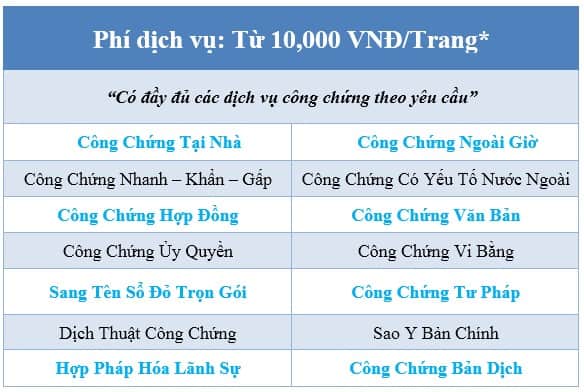 Top Phòng Công Chứng, Văn Phòng Công Chứng Quận Hà Đông, Hà Nội 2 bang le phi dich vu cong chung tai quan ha dong