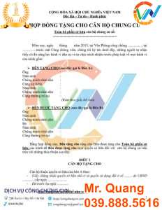 Hợp đồng tặng cho căn hộ nhà chung cư toàn bộ phần sở hữu