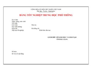 Dịch thuật bằng tốt nghiệp Trung học phổ thông